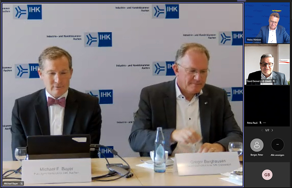 Das Pressegespräch bei der IHK in Aachen fand hybrid statt. Foto: Screenshot.